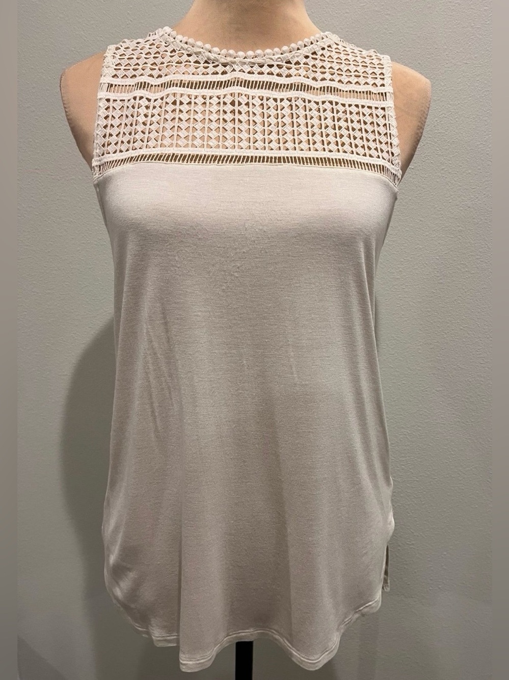 H&M Cream Crochet Yoke Tank Top